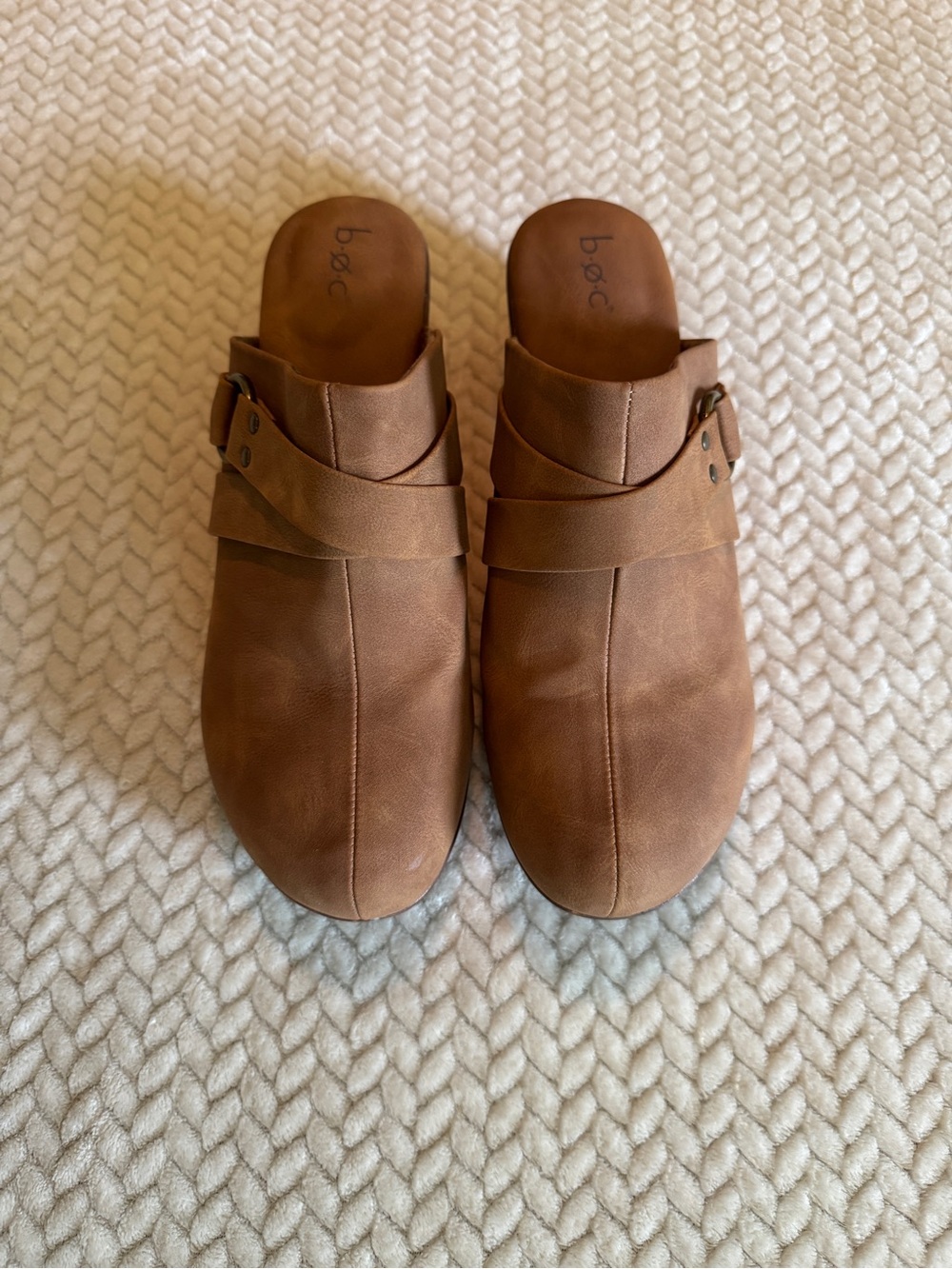boc Tan Leather Backless Clog with Buckle Strap Size‎ 10